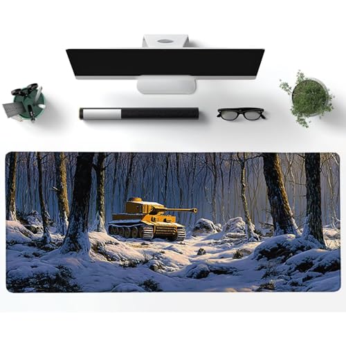 Tank Mouse Pad, Tree Gaming Mouse Pad 48x24in, Stitched Edges Large Desk Mat, Office Desk Accessories, Mousepad with Non-Slip Rubber Base, Large Gaming Keyboard Mat, for PC, Office Desktop V-4532 - color: Tank2, size: 48x24in