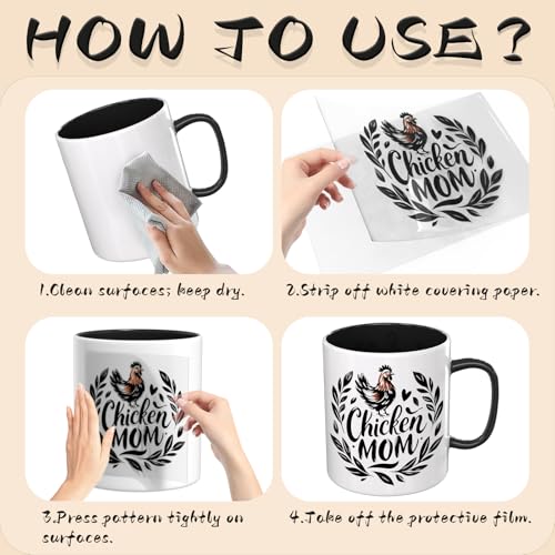 UV DTF Cup Wraps, 4 Sheets Chicken Quotes Transfer Stickers for 16oz Glass, Rub On Decals for Tumblers and Candlestick - style: Chicken Quotes