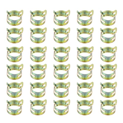 PATIKIL Spring Band Hose Pipe Clamps for 22-26.2 mm OD Hose, 30 Pack Silicone Vacuum Constant Tension Band Clips for Fuel Line Silicone Air Hose Tube Water Pipe, Gold - size: 22-26.2 mm