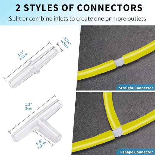 Premium 25FT 3/16inch Air Hose for Aquarium with Connector,Check Valve, Control Valve Accessories (Yellow, 25 ft.) - color: Yellow, size: 25 ft.