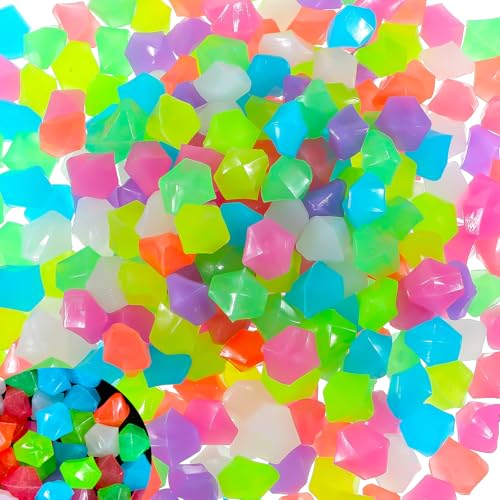 InnoHHustle 300 PCS Glow in The Dark Rocks, Fish Tank Decorations Rocks Garden Decoration Stones Outdoor Decorations Stones Pebbles Glowing Stone for Fish Tank Aquarium Bonsai Yard Decor (Multicolor)