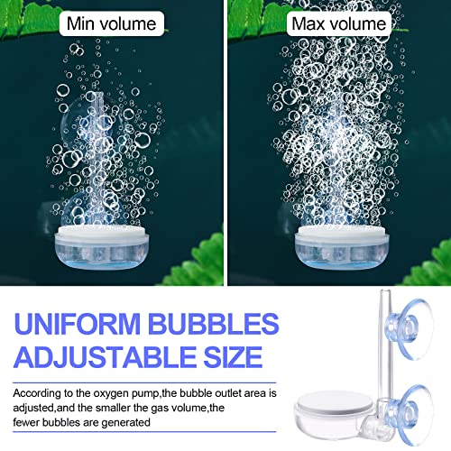Treela Aquarium Air Stone Kit 2 Pack Nano Airstone with Control Valve & Suction Cups, Quiet Fine Bubble Diffuser for Fish Tank Aquarium