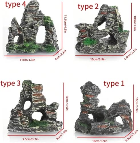 Fish Aquarium Decor - Small Fish Tank Rockery Decorations for Betta Cichlids Hideaway Cave - color: Mountain 1