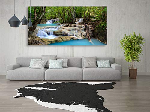 S01574 1 Panels Wall Art Tropical Beautiful Waterfall Prints Light Green Forest Natural Landscape Picture Canvas Paintings Scenery Spring Summer landscape for Home Wall Decor Artwork XXLarge - color: waterfall-B, size: 56"L x 28"W