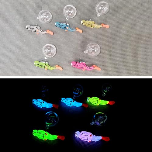 2pcs Glow-in-The-Dark Fish Tank Decorations, Cute Little Diver Aquarium Decoration, Floating Aquarium Accessories, Fish Playmate for Fish Tank Swimming Pool (Blue, Yellow) - color: Luminous Blue Diver+luminous Yellow Diver (Both With Fishing Line and Floa
