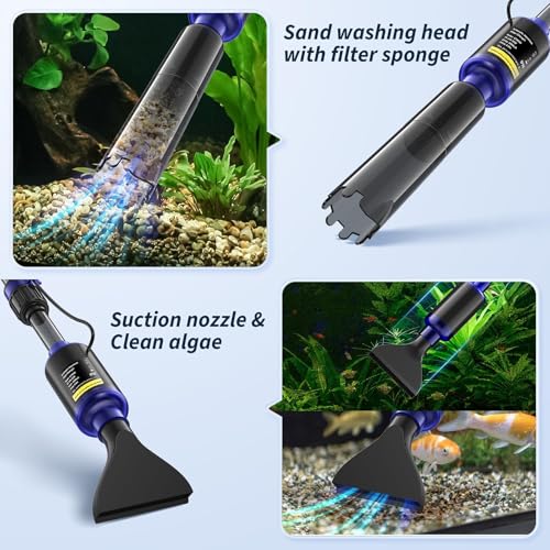 Fish Tank Cleaner - Aquarium Gravel Cleaner, 530GPH/32W Electric Fish Tank Cleaning Tools, Adjustable Water Flow Aquarium Cleaner Kit, Fish Tank Gravel Cleaner Vacuum for Wash Sand, Water Changing