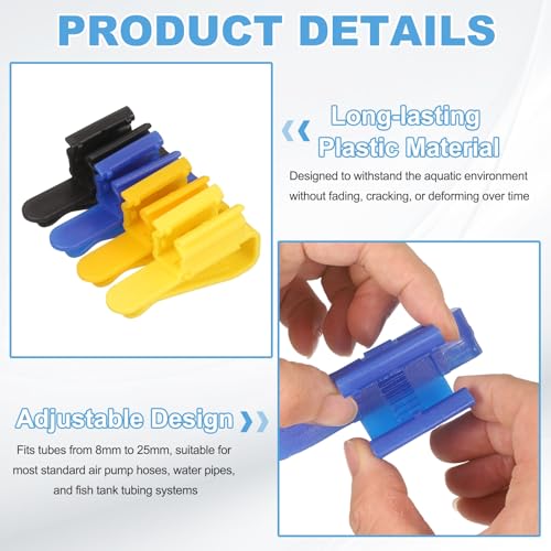 Fish for Tank Mounting Clip, Adjustable Hose Clamp Mounting Clip Water Pipe Hose Holder for 0.3"-1" Dia Tube, (Black, 2Pcs), Intended for Aquarium Air Pump/Pipe Organizer - color: Black