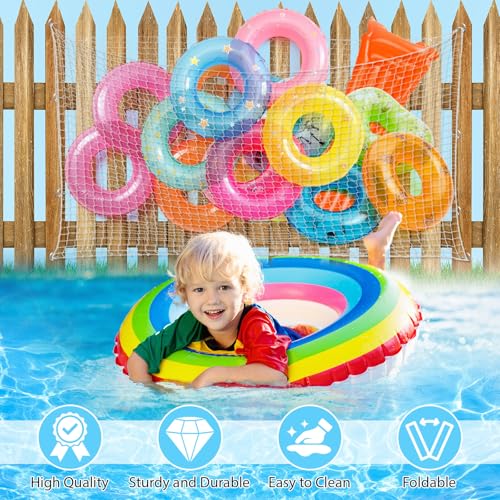 Aliceset 1/2/4 Pcs Pool Float Storage Net Bag Various Sizes Adjustable Swimming Pool Inflatable Toy Hanging Organizer Mesh Net Pouch Holder Reinforced Attaches to Poolside Fence - color: White, size: 79 x 47"