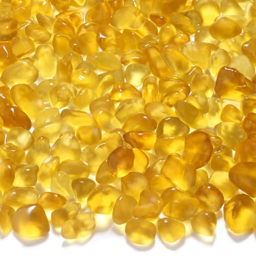 YATOJUZI Aquarium Gravel Fish Tank Rocks 0.85lb Sea Glass Stones for Crafts Decorative Frosted Glass Pebbles for Aquarium Fish Tank Vase Filler DIY Home Decor (Amber) - color: Amber
