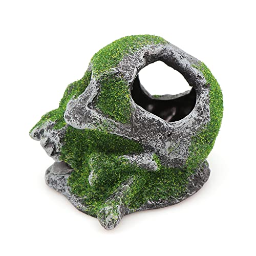 AQUA KT Aquarium Landscape Head Skeleton Skull Rock Fish Hiding Place Cichlid Cave for Gold Betta Fish Tank Decoration Freshwater or Marine Aquariums - color: Aquarium Skull