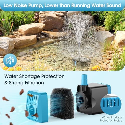 Antfraer Solar Pond Filter with Water Pump, 10W Solar Pond Pump with 6.6FT PVC Tubing/16.5FT Cord, Pond Filter Box for Outdoor Small Pond Waterfall Garden Bird Bath Water Clear - size: 10W