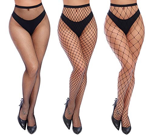 Charmnight Womens High Waist Tights Fishnet Stockings Thigh High Pantyhose - color: Black-g6