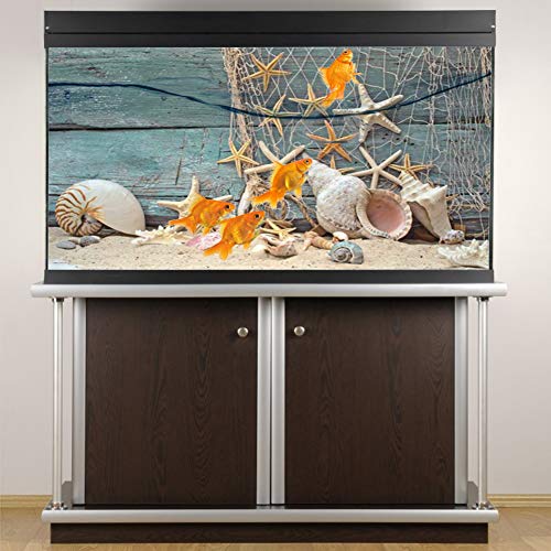 FILFEEL Aquarium Background Fish Decorations 3D Effect Adhesive Seashell Starfish Poster PVC Adhesive Decor Paper Sticker Paper Cling Decals (61x41cm)