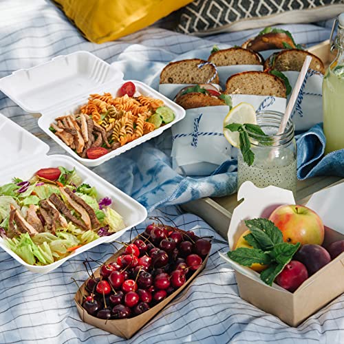 ECOLipak 50 Pack Clamshell Take Out Food Containers, 100% Compostable Disposable To Go Containers, 8X8 inch Heavy-Duty To Go Boxes for Food - color: 8*8 in, 1-Compartment,50Pack