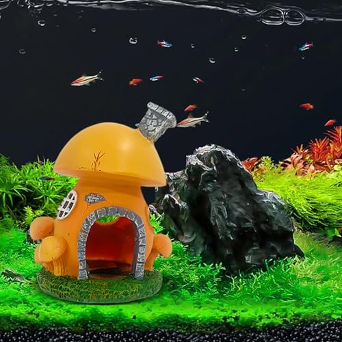 Fish Tank Decorations, Cottage Ornament Shrimp Shelter Hideaway Cave, Aquarium Decorations, Mushroom Decor, Aquarium Décor for Shrimp Betta Goldfish and Reptiles (B) - color: B