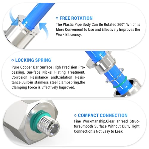 TAILONZ PNEUMATIC 304 Stainless Steel Male Straight 6MM Tube OD x M5 Thread Push to Connect Fittings PC6-M5 (Pack of 2) - size: 6mm OD M5