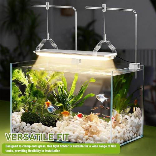 Toddmomy 2Pcs Adjustable Aquarium Light Bracket Aluminum Alloy Light Holder Stand for Freshwater Saltwater Tanks & Aquatic Plant Growth