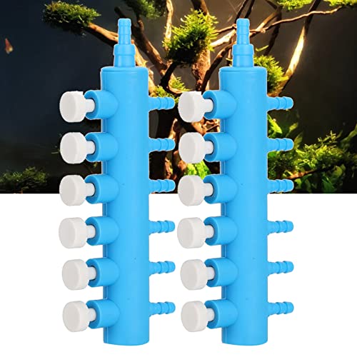 Fishtank Air Splitter, 2pcs Aquarium Air Flowing Control Lever Valve Pipe Distributor Aquarium Oxygen Pump Adapter Accessory 4 Way Outlet Fish Tank Air Splitter (One Minute six) - size: One minute six, style: One minute six