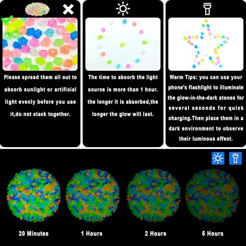 4000PCS Multicolor Glow in The Dark Stones Diamond Shape Luminous Stones Glow in The Dark Pebbles for Plants Garden Backyard Patio Lawn Walkway Driveway,5-8mm - size: 4000, style: Multi