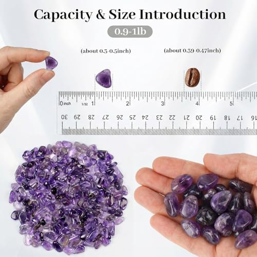 JOHOUSE Polished Gem Stones Rocks Crystals 1 Lb/450g Natural Tumbled Stones Amethyst Crystal Chips Bulk for Fish Tank Rocks Gravel, Vase Filler, Plants Decor - color: Purple