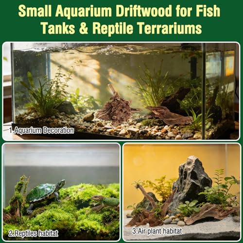 4pcs Natural Aquarium Driftwood Decoration,Perfect for Aquascaping,Fish Tanks and Reptile Habitats,Enhances Underwater Aesthetics and Provides Hiding Spots for Fish(4pcs/4-6inches)
