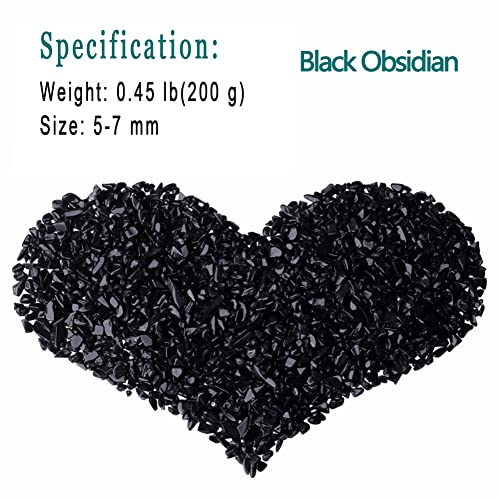 MAIBAOTA Natural Black Obsidian Crystal Quartz Rocks Chips Vase Filler Rocks for Succulent Plant Small Fish Tank Aquarium Gravel Decorative Pebbles Stones(200 gram) - color: Black-obsidian, size: 0.45 Pound