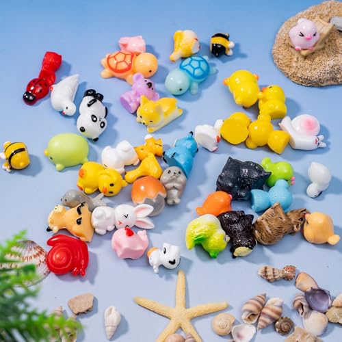42pcs Mini Resin Animal 42 Styles Figures Bulk Tiny Resin Animals Little Miniature Small Animal for Micro Fairy Garden Landscape Accessories Dollhouse Hide Crafts Decor Aquarium - style: 42p-animals-1