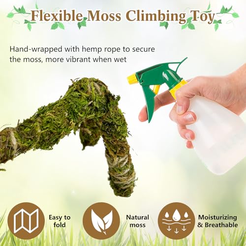 6 PCS Hermit Crab Accessories Small Bendable Moss Hermit Crab Climbing Toys Coconut Shell Hut Climbing Hammock with Suction Cup Plastic Plants for Reptile Amphibian - size: 4.72in