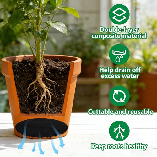 6 Pack Pot Mesh Drainage Discs, 9 Inch Thickened Drainage Hole Insert Pads, Reusable Plant Pot Bottom Mesh Mats for Indoor Outdoor Gardening to Prevent Soil Loss and Keep Root Healthy - color: 9 Inch-6 Pcs