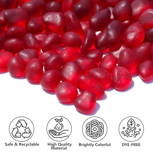 QYGL Sea Glass Stones - 0.55LB Red Frosted Glass Pebbles Gemstones - Perfect for Aquarium Rocks, Fish Tank Gravel, Vase Fillers, DIY Crafts, and Home Decor - color: Red