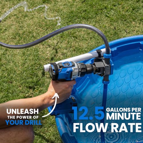 RotoPump Water Pump Self Priming 12.5 Gallons Per Minute. Lightweight and Portable. Siphon Standing Water in Tubs, Sinks, Showers, Boats, Aquariums, Water Heaters and more