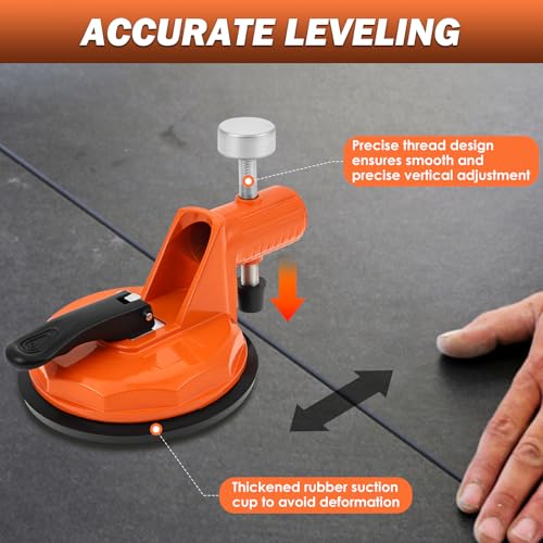 2 Pcs Adjustable Height Setter, Countertop Leveling Tool with Heavy Duty Rubber Suction Cup Clamps, Floor Gap Fixer, Flooring Alignment Tool for Tile, Floors Gap Fix and Seam Leveling (A) - color: A