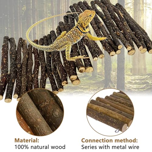 Hamiledyi 3pcs Large Reptile Hides Bearded Dragon Hide Bendable Climbing Bridge Wood Tunnel Tortoise Hut Lizard Hiding Cave for Snake Turtle Gecko Chameleon (15.8" x 7.9")