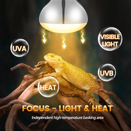 REPTITRIP Dual Reptile Light Fixture with 100W Full Spectrum UVA UVB Light Bulb & 100W Nighttime Ceramic Heat Emitter, 2 Independent Switches, Reptile UVA UVB Heat Combo Pack - size: ST4