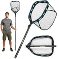 PLUSINNO Floating Fishing Net with Telescoping Handle, Carbon Fiber Ultralight Long Fish Net, Collapsible Landing Net 6.56/7.86Ft, Fishing Gear Kayak Accessories for Bass Trout Salmon - style: 7.86 Ft Full Length