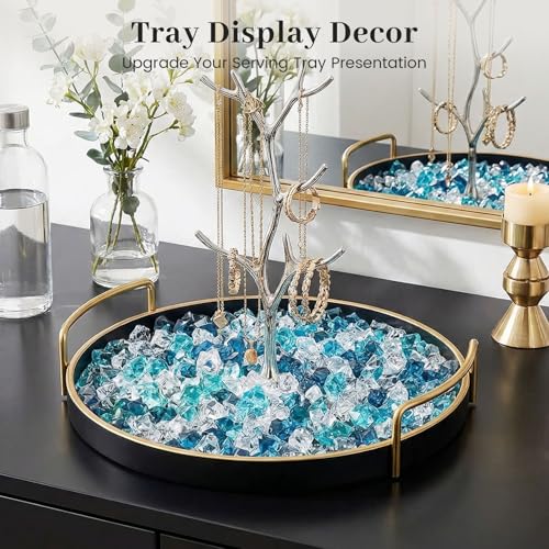 DomeStar 1050PCS Small Mixed Blue Fake Ice Rocks Vase Fillers, Aquarium Gravels Small Stones for Fish Tanks Decorations Home Table Scatter (0.4 * 0.6) - color: Gradual Change Blue