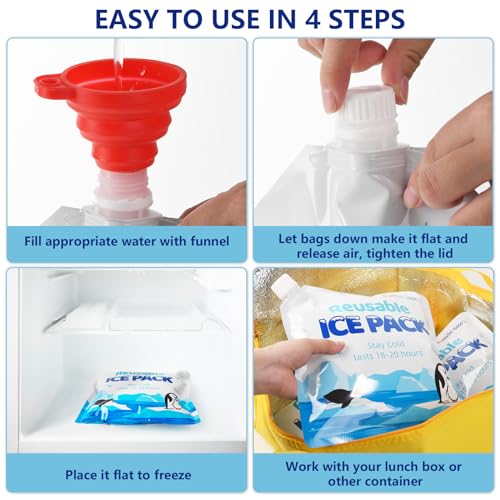 12 Pack 7x7 Inch / 10x10 InchReusable Long Lasting Ice Packs for Cooler, Reusable Ice Packs for Lunch Box, Lunch Bags for Beach, Fishing, Camping - size: 10x10in/12Pack
