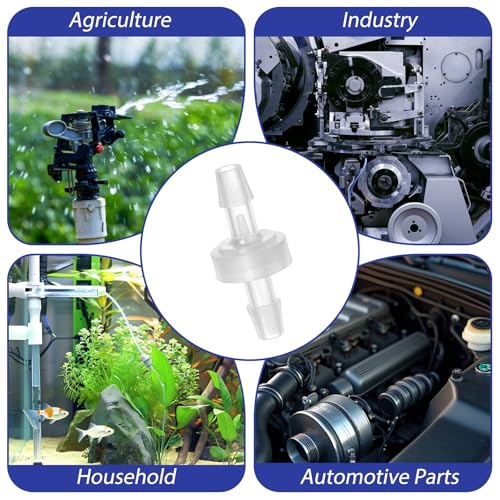 4 Packs 1/4 Inch Check Valve 6mm One-Way Barb Hose Plastic Non Return One Way Inline Hose Barb White Oil Water Pump Check Valve for Air Intake Feed