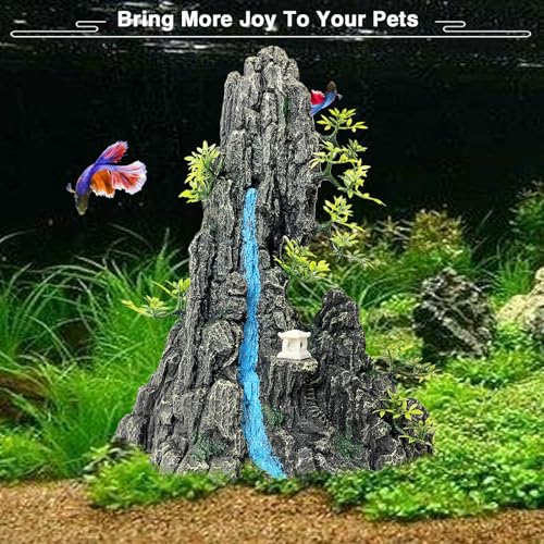 Aquarium Mountain View Stone Ornament - Aquarium Rock Decor for Fish Tank,Aquarium Decorations Extra Large and Tall Decoration for Fish Tank - 13 Inches High