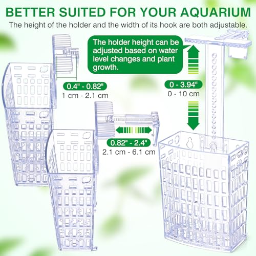 2026 Latest Upgraded Aquarium Plant Holder Adjustable Height with Extendable Hook and Suction Cup for Fish Tank Aquaponic Plant Cultivation and Aquascape Accessories Decorations (4 Pack) Transparent - color: Transparent-4 Pack