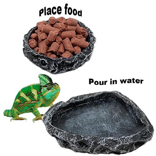 2 Pack Reptile Feeding Dish Corner Bowl, Reptile Water Dish Food Bowl Feeding Terrarium Bowls for Bearded Dragon Lizard Frog Gecko Tortoise Hermit Crab