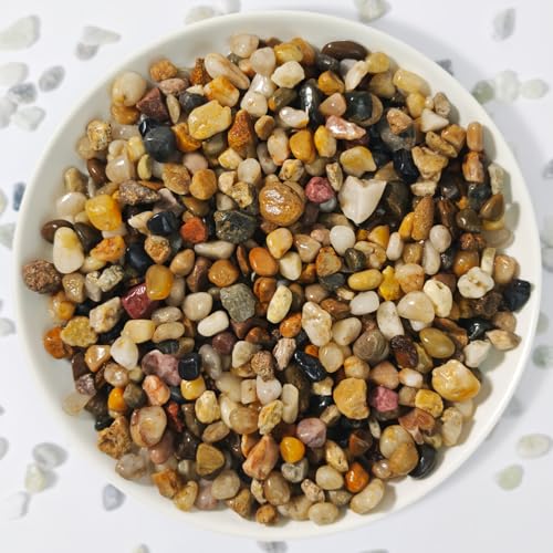 3Lb Pebbles for Indoor Plants,River Rocks for Succulent Plants,Aquarium Gravel,Decorative Stones Bonsai Garden Pebbles,Aquarium Rocks for Landscaping,Plants,Vase Fillers (Brown) - color: Brown