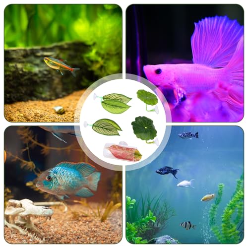 5pcs Betta Hammock Set, Plastic Adjustable Betta Leaf Hammock with Suction Cup & Clear Tube Tunnel Beta Bed Resting Spot Small Fish Toys Aquarium Hideout Beta Fish Tank Decorations Decor Accessories