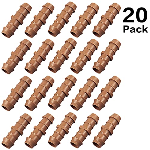 20-Pack Drip Irrigation Barbed Coupling Fittings, Fits of 1/2”, 17mm .600” ID Drip Tubing - color: 20P-Coupling