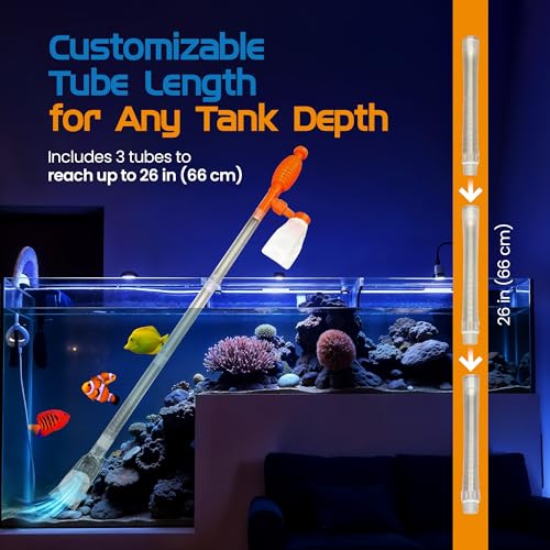 FL!PPER Flipper AquaVac Gravel/Sand Cleaner & Siphon Kit - Dual-Purpose Aquarium Vacuum with Safety Valves for Freshwater & Saltwater Fish Tanks