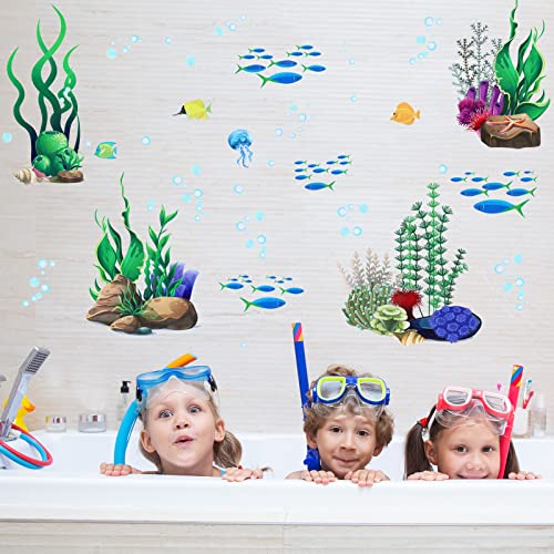 Zonon Under The Sea Wall Decals Coral Reef and Seaweed, Ocean Wall Decals Stickers, Undersea Decor Stickers, Underwater Sea Stickers for Nursery Living Room Office(Elegant Style) - style: Elegant Style