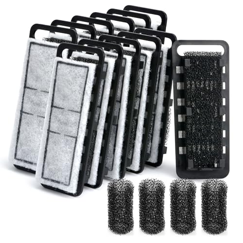 NICREW Slim Aquarium Filter Cartridges (12 pcs) with Intake Sponges (4 pcs) - size: 12 pack