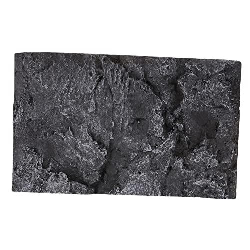 Kisangel PU Material 3D Stone Background Board for Reptile Tank Decoration Realistic Turtle Aquarium Backdrop Sturdy Reptile Habitat Accessory Easy to Install - color: Black
