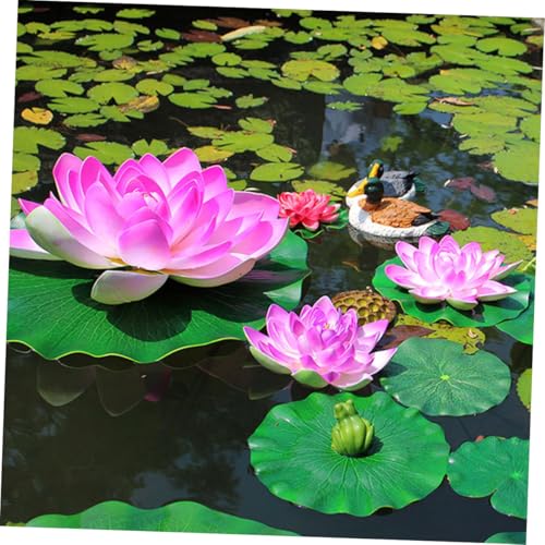 Luxshiny 2pcs Floating Aquarium Lotus Leaves Artificial Pond Decor Eva Material 40cm 60cm Realistic Fish Tank Lily Pads for Fishpond Water Garden Display