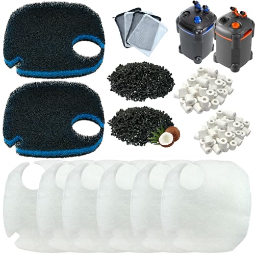 16 Pcs Fit Pondforse and AMOSIJOY 172/225/265GPH/264GPH Aquarium External Filter and Coospider-repta Aquarium Filter, 6 White Floss, 2 Coarse Filter Pads, 2 Coconut Shell Carbon, 2 Ceramic Rings&4 Bag - size: Small for 172GPH/225GP/264GHL